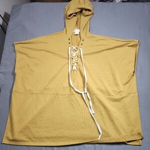 Free People Poncho Hoodie Women Sz. OS/UT Lace Up Sleeveless Comfy Soft LIKE NEW